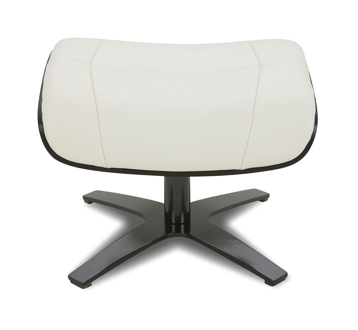 Repose-pieds de relaxation cuir blanc et bois noir