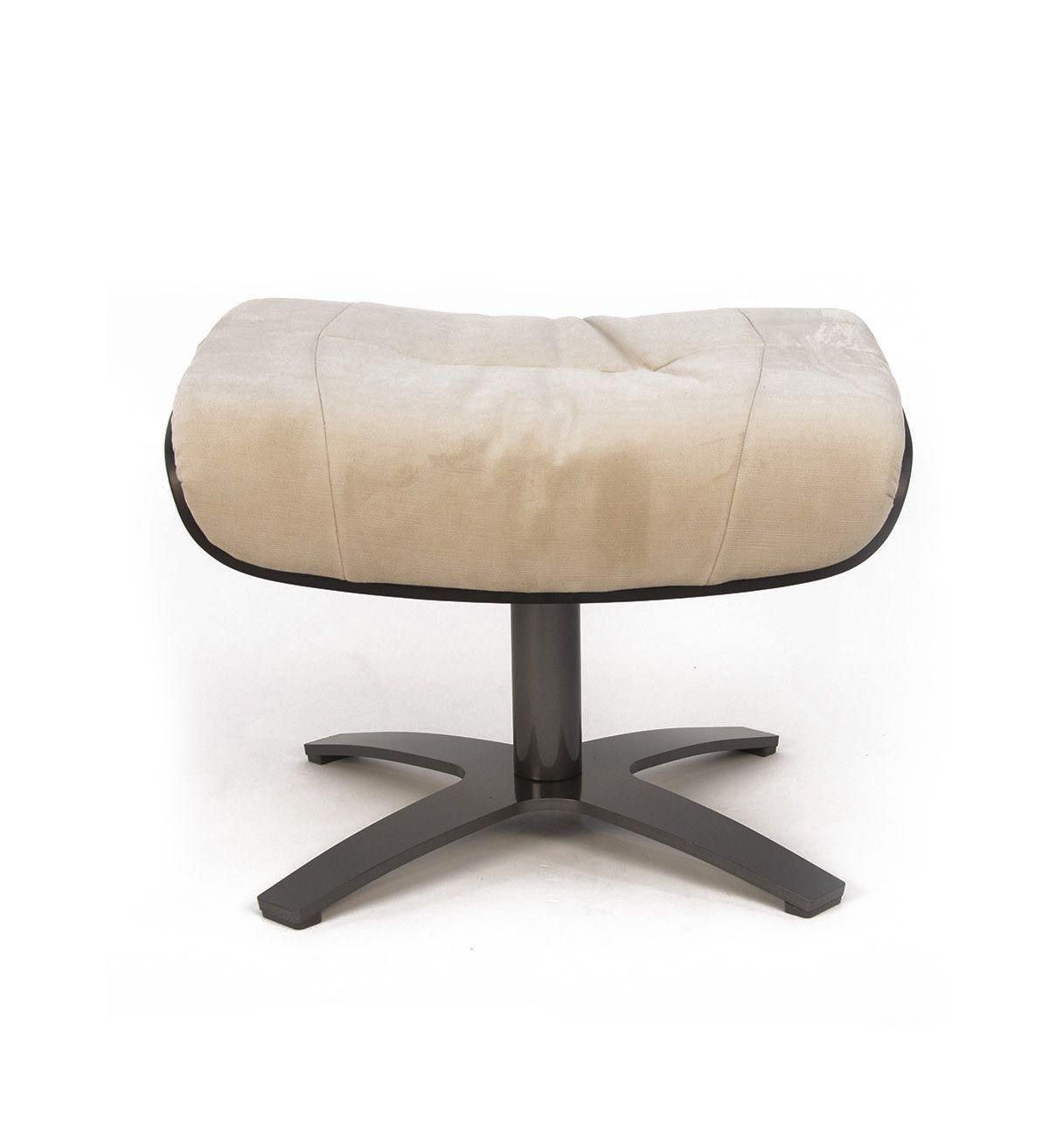 Repose-pieds de relaxation velours beige et chêne noir