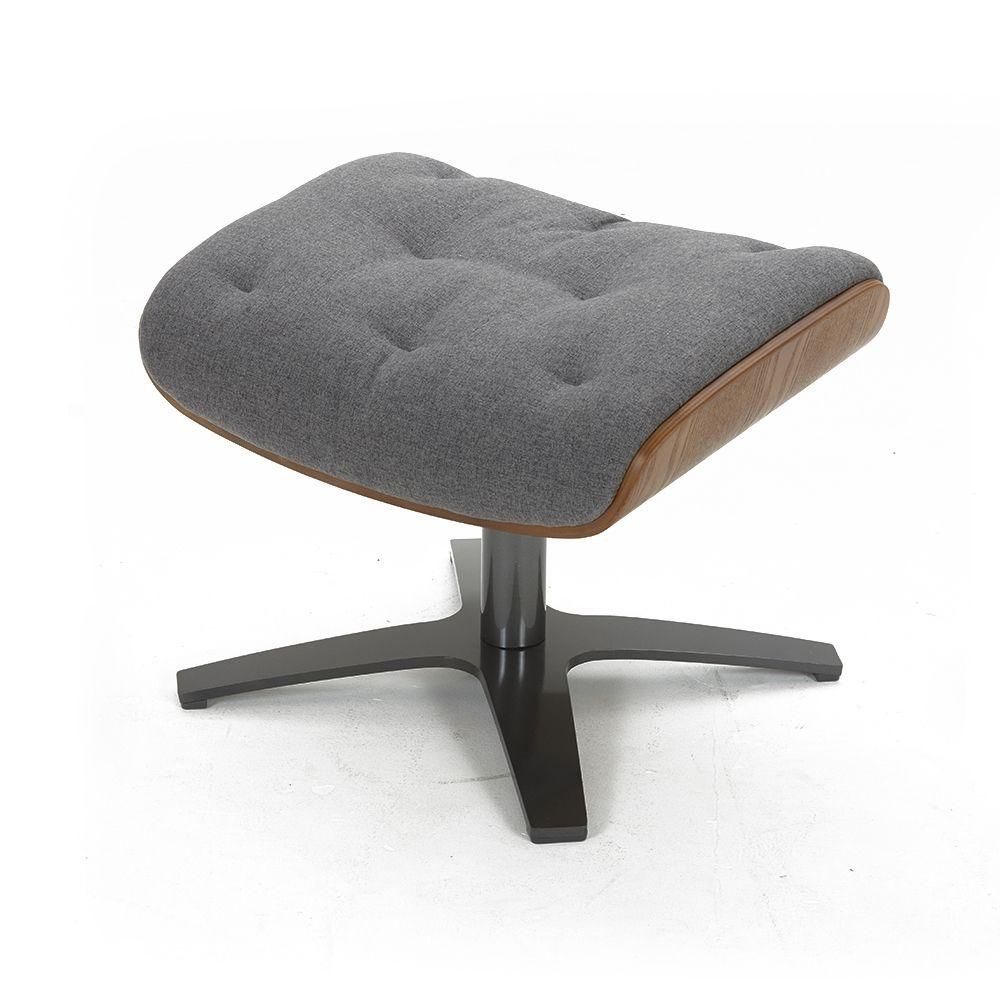 Pouf en tissu graphite en chêne naturel
