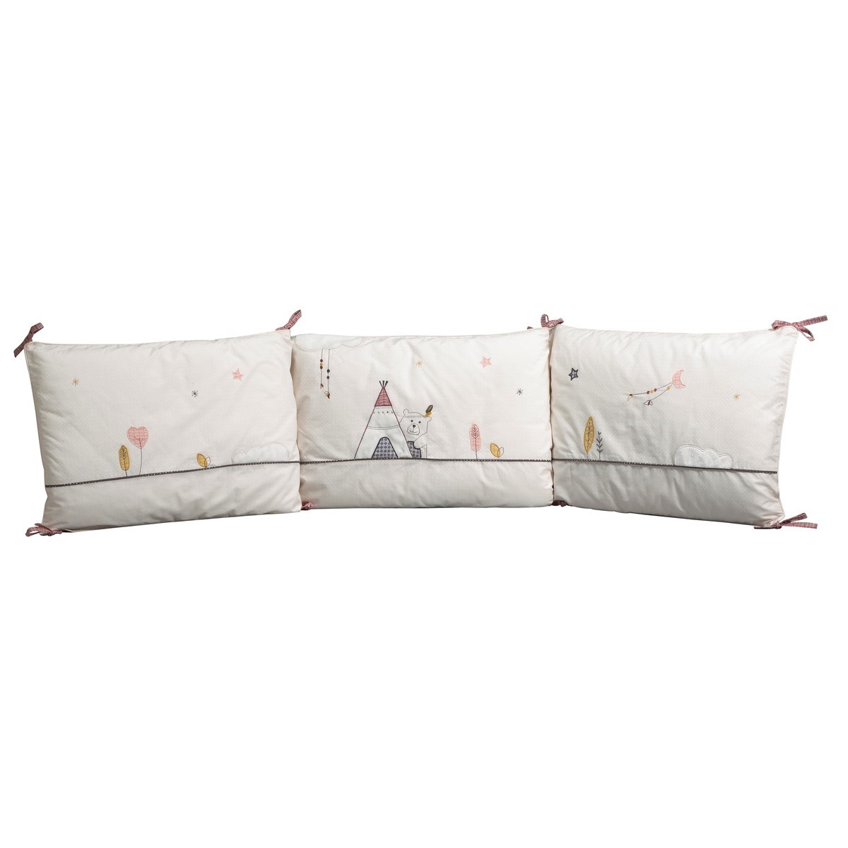 Tour de lit bébé déhoussable en coton polyurethane beige Tour de lit bébé déhoussable en coton polyurethane beige