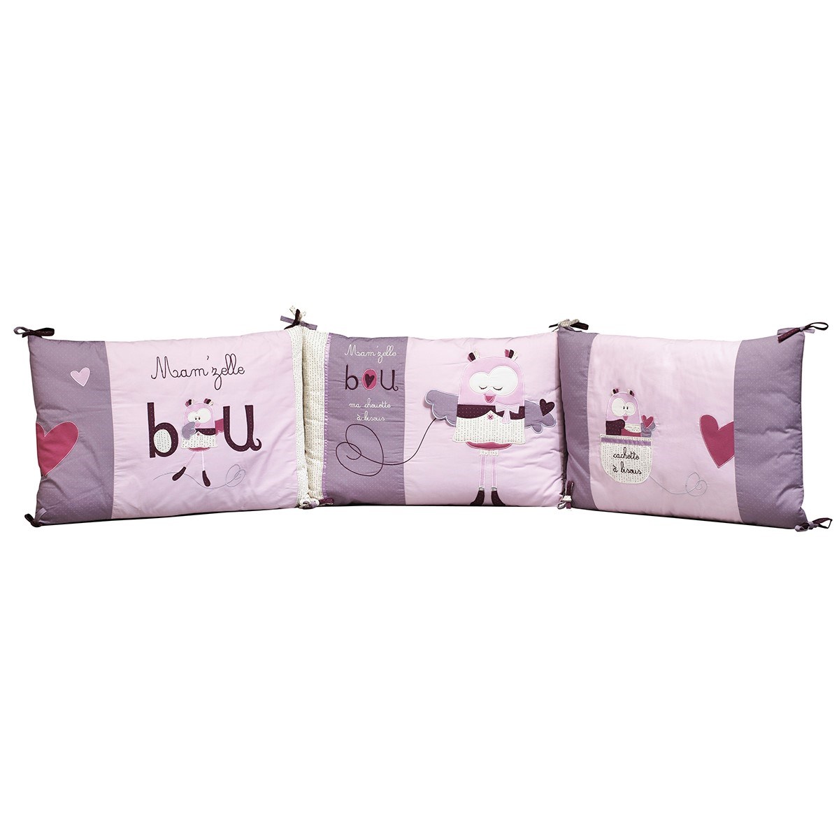 Tour de lit bébé déhoussable en coton rose Tour de lit bébé déhoussable en coton rose