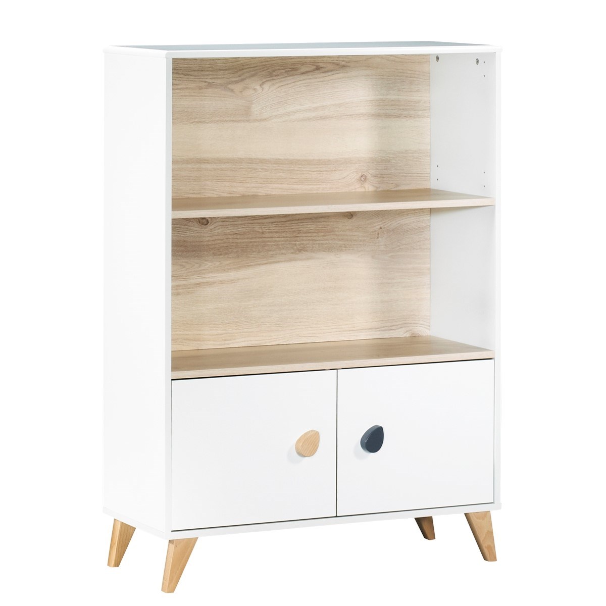 Bibliothèque meuble boutons gouttes en bois blanc Bibliothèque meuble boutons gouttes en bois blanc