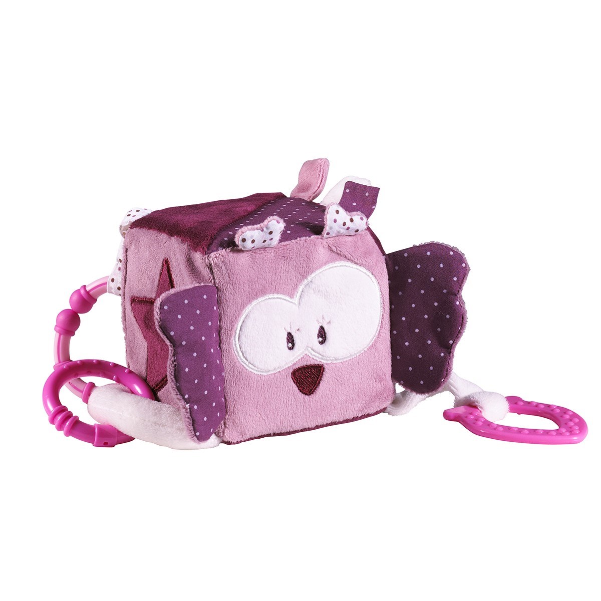 Cube d'activités bébé en velours rose Cube d'activités bébé en velours rose