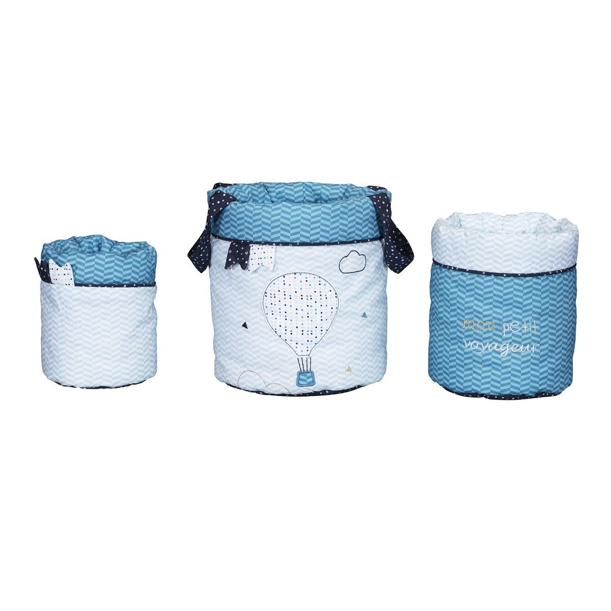 Panière gigognes en coton bleu Panière gigognes en coton bleu