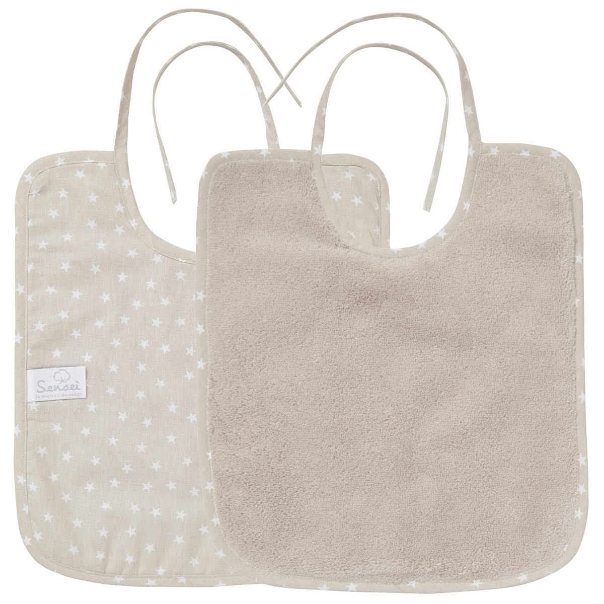 Lot de 2 bavoirs bébé doublés Sable 24x36 cm Lot de 2 bavoirs bébé doublés Sable 24x36 cm
