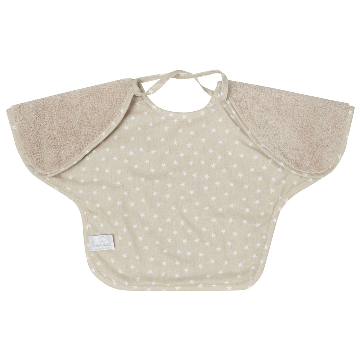 Bavoir bébé à manches doublé Sable 24x36 cm Bavoir bébé à manches doublé Sable 24x36 cm