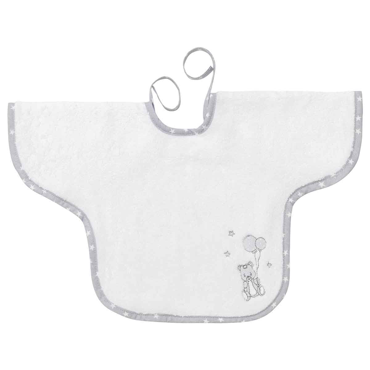 Bavoir à manches en coton peigné Blanc 24x36 cm Bavoir à manches en coton peigné Blanc 24x36 cm