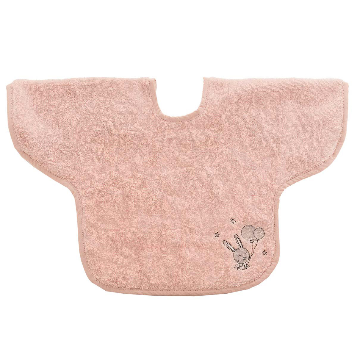 Bavoir à manches en coton peigné Rose Poudre 24x36 cm Bavoir à manches en coton peigné Rose Poudre 24x36 cm
