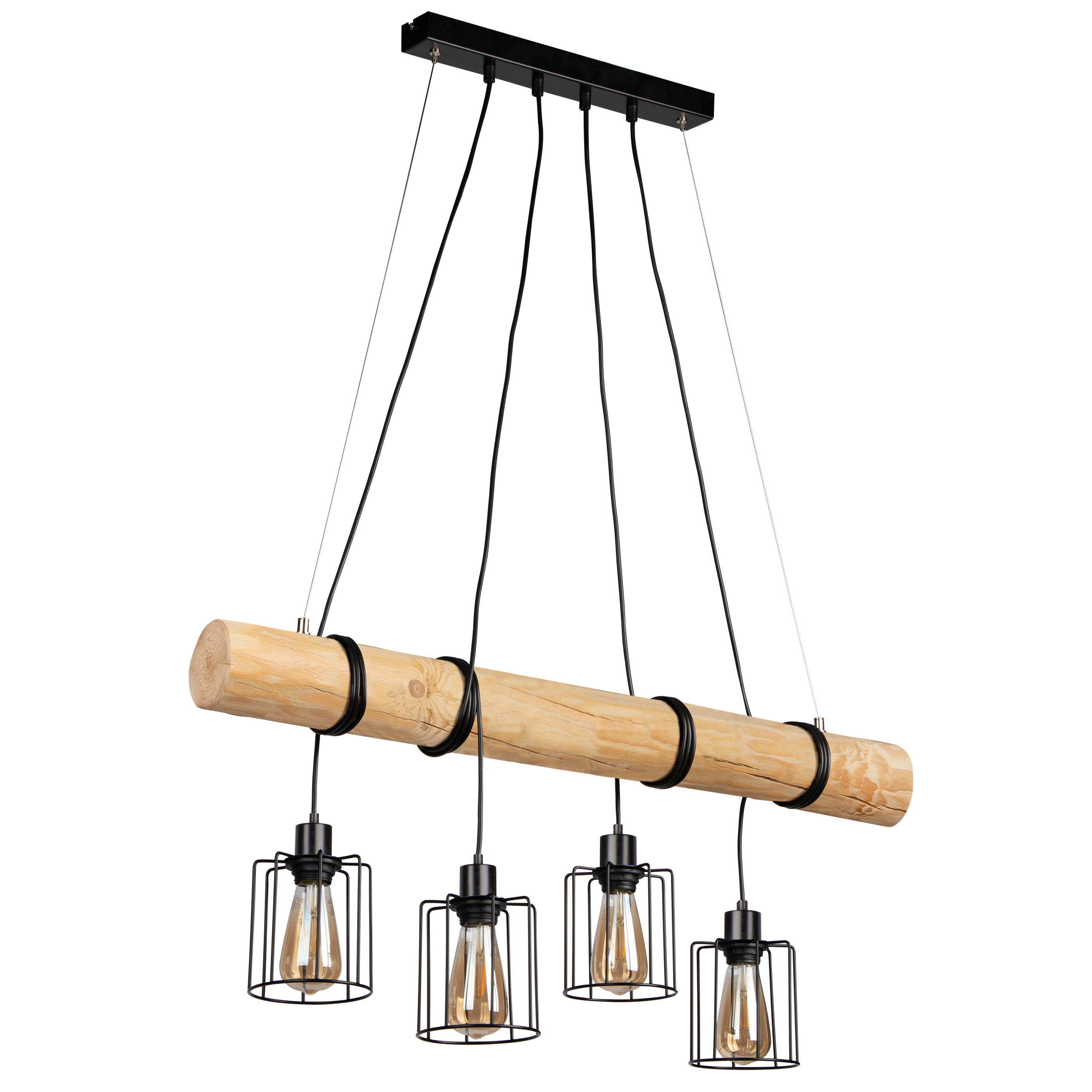 Suspension en bois 4 ampoules Suspension en bois 4 ampoules