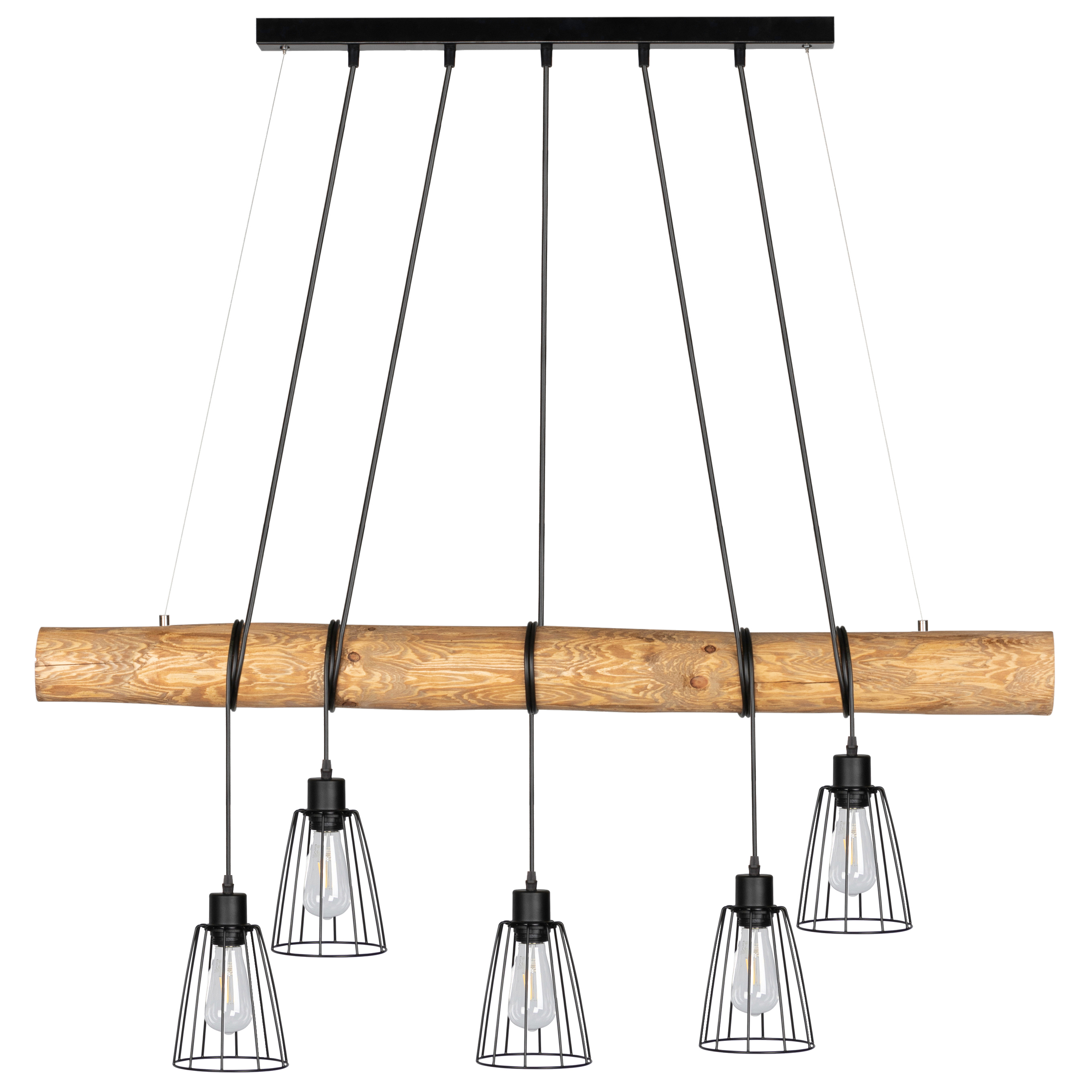 Suspension en bois 5 ampoules Suspension en bois 5 ampoules