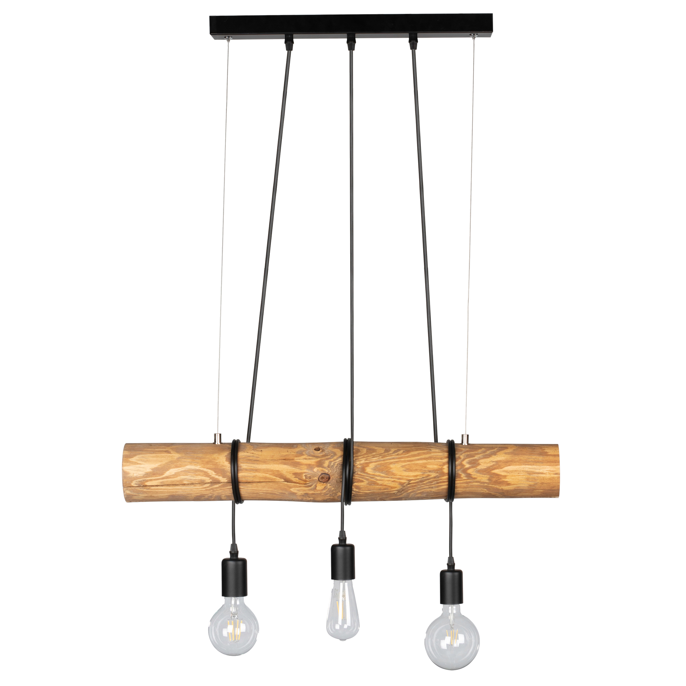 Suspension en bois 3 ampoules Suspension en bois 3 ampoules