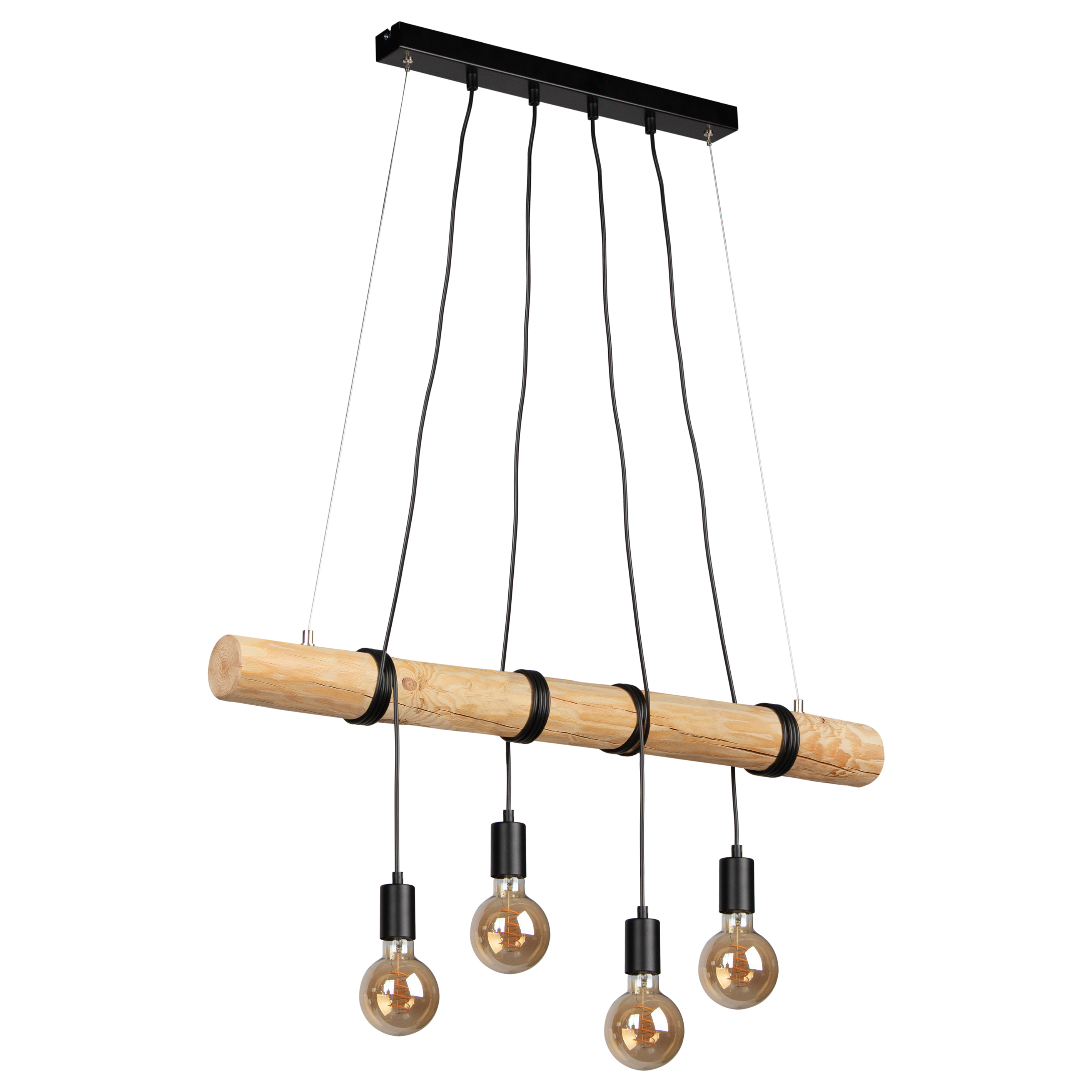 Suspension en bois 4 ampoules Suspension en bois 4 ampoules