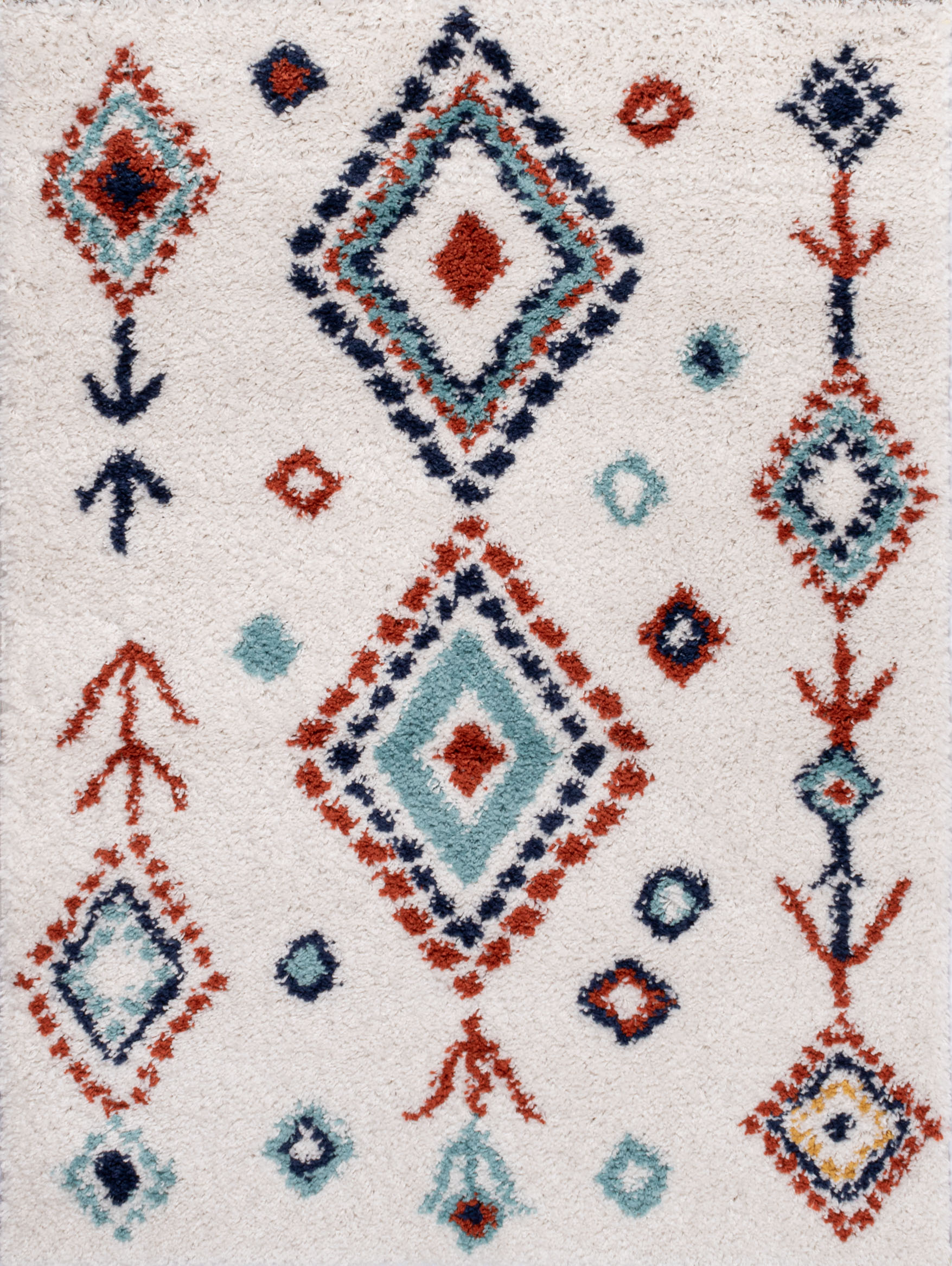 Tapis shaggy motifs aztèque multicolore 160x230 cm