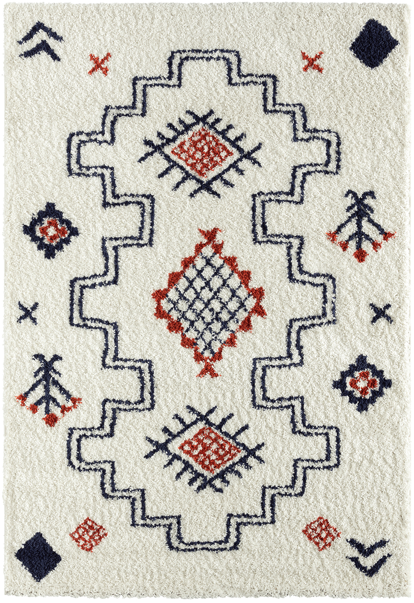 Tapis shaggy motifs aztèque enfants bleu 160x230 cm