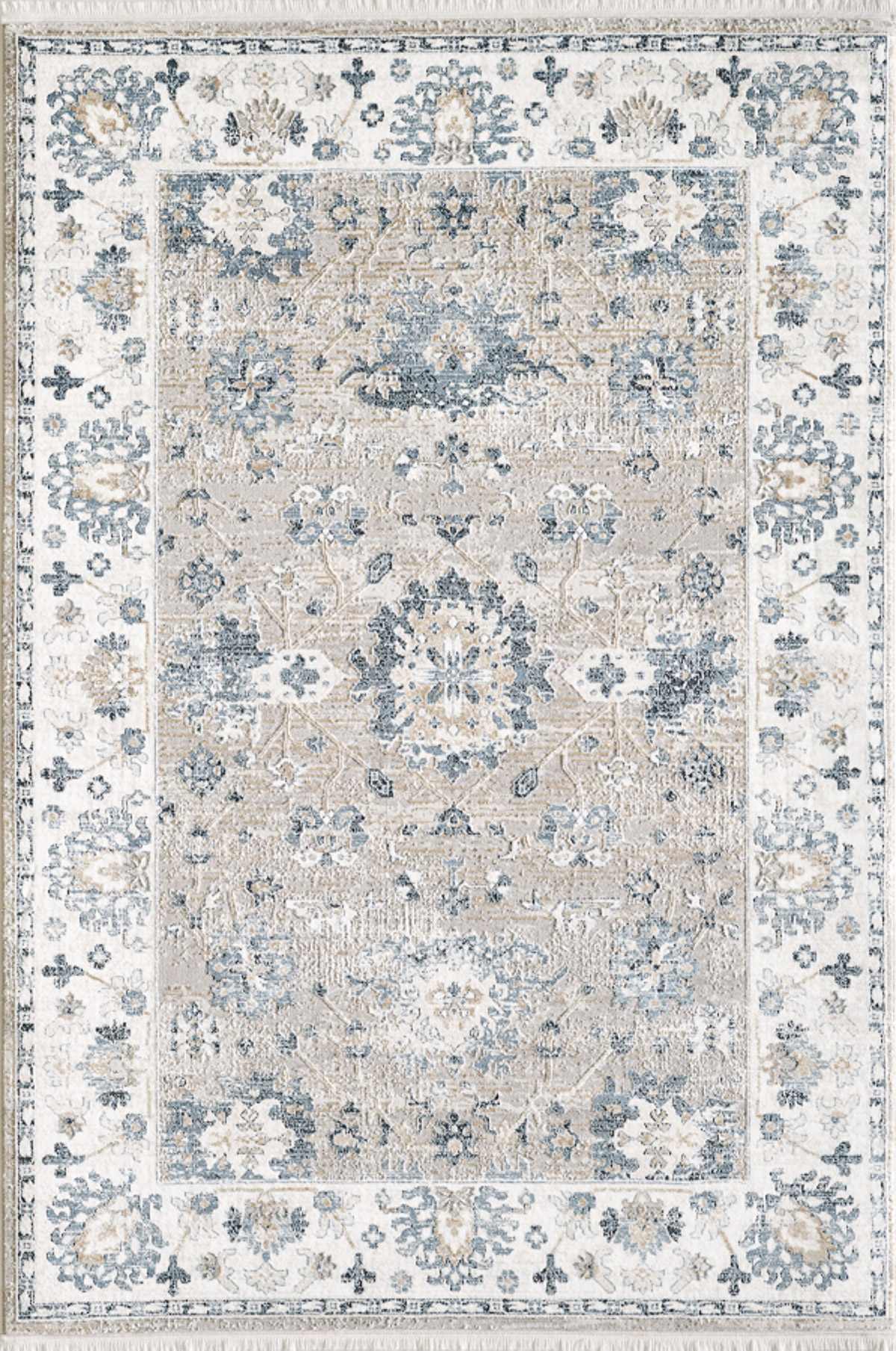 Tapis vintage motif fleuris avec franges bleu 160x230 Tapis vintage motif fleuris avec franges bleu 160x230