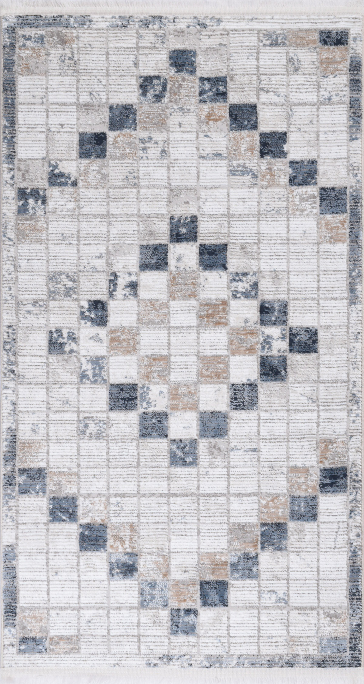 Tapis vintage motif géométriques avec franges bleu 80x150 Tapis vintage motif géométriques avec franges bleu 80x150