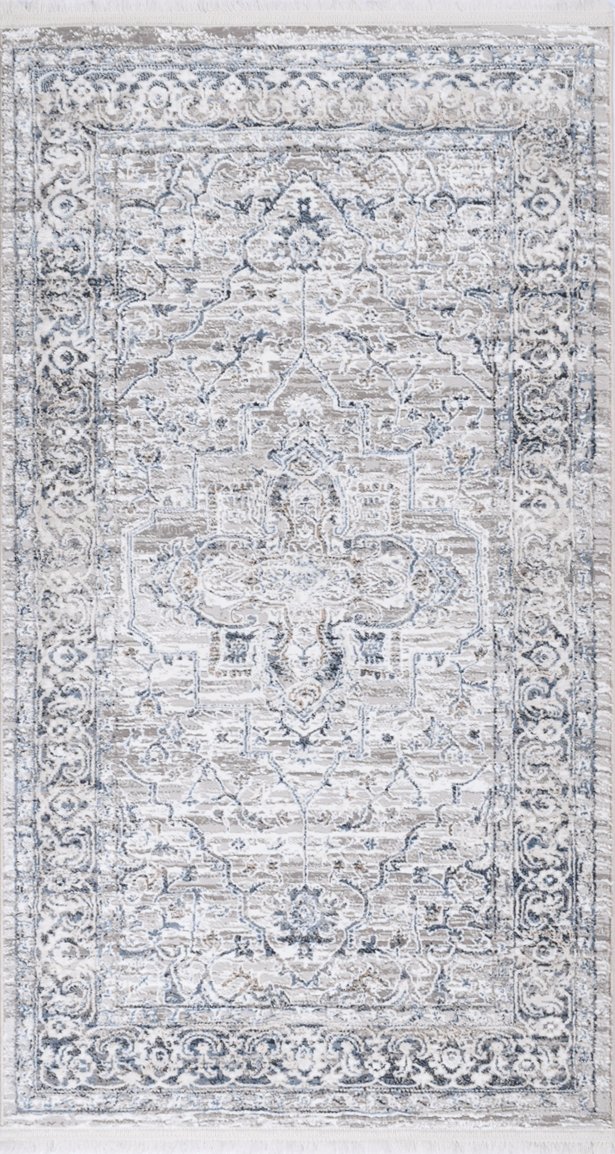 Tapis vintage motif d'antan avec franges bleu 80x150 Tapis vintage motif d'antan avec franges bleu 80x150