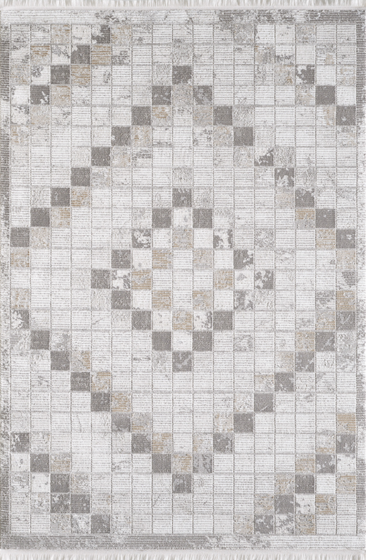 Tapis vintage motif géométriques avec franges beige 160x230 Tapis vintage motif géométriques avec franges beige 160x230