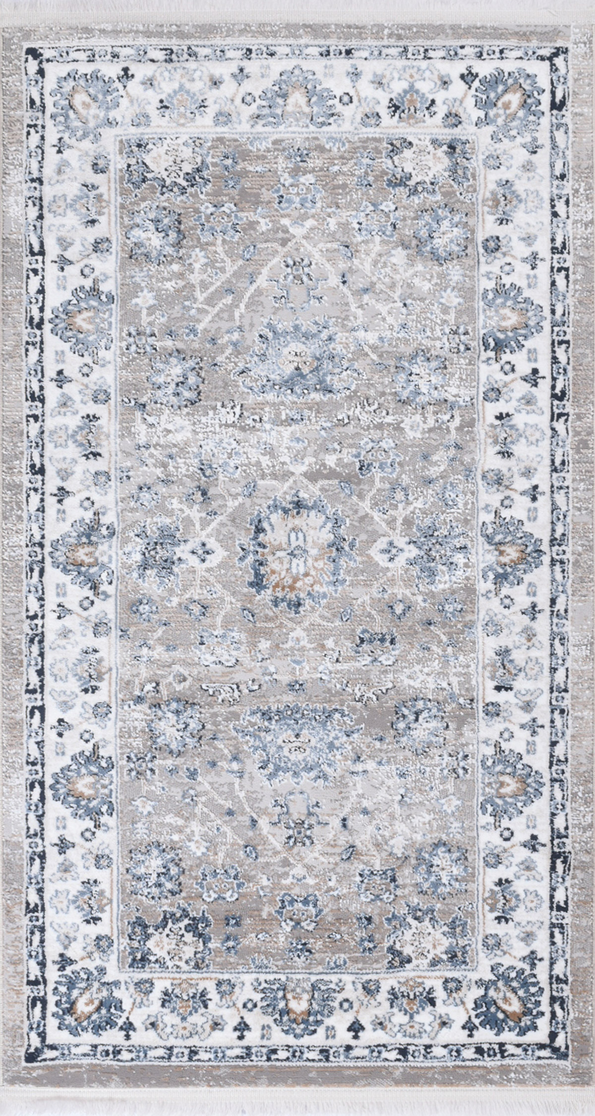 Tapis vintage motif fleuris avec franges bleu 80x150 Tapis vintage motif fleuris avec franges bleu 80x150