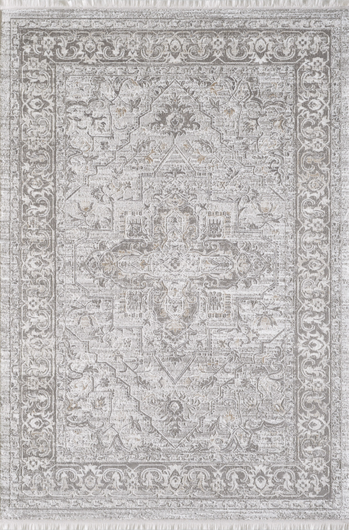 Tapis vintage motif d'antan avec franges beige 160x230 Tapis vintage motif d'antan avec franges beige 160x230