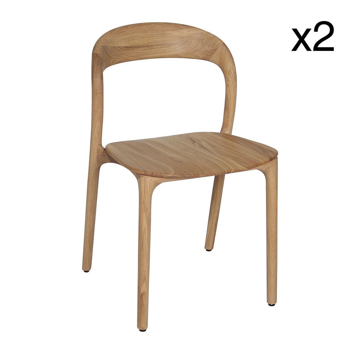 Lot de 2 chaises de table en chêne massif Lot de 2 chaises de table en chêne massif