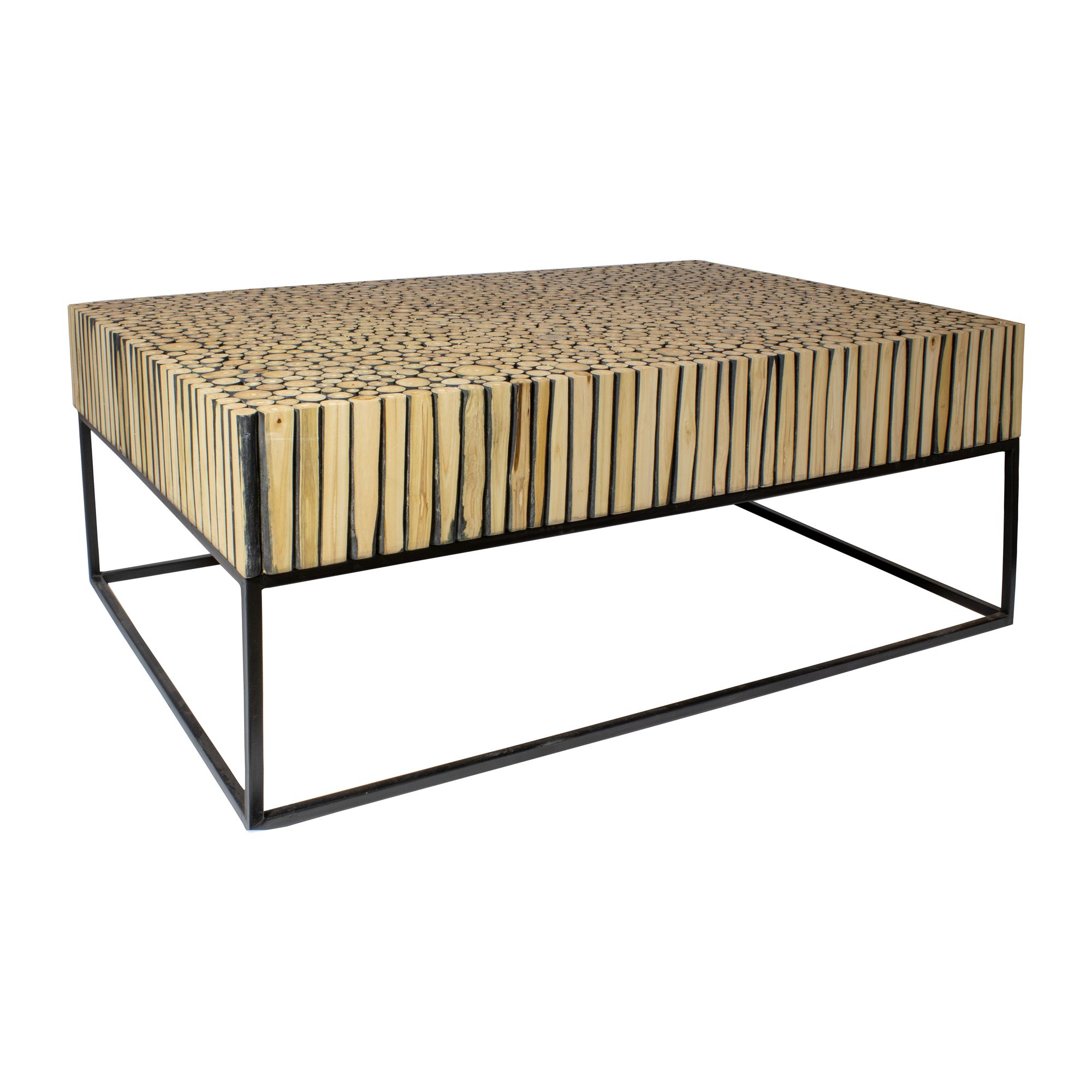 Table basse en métal et teck 75x115cm Table basse en métal et teck 75x115cm