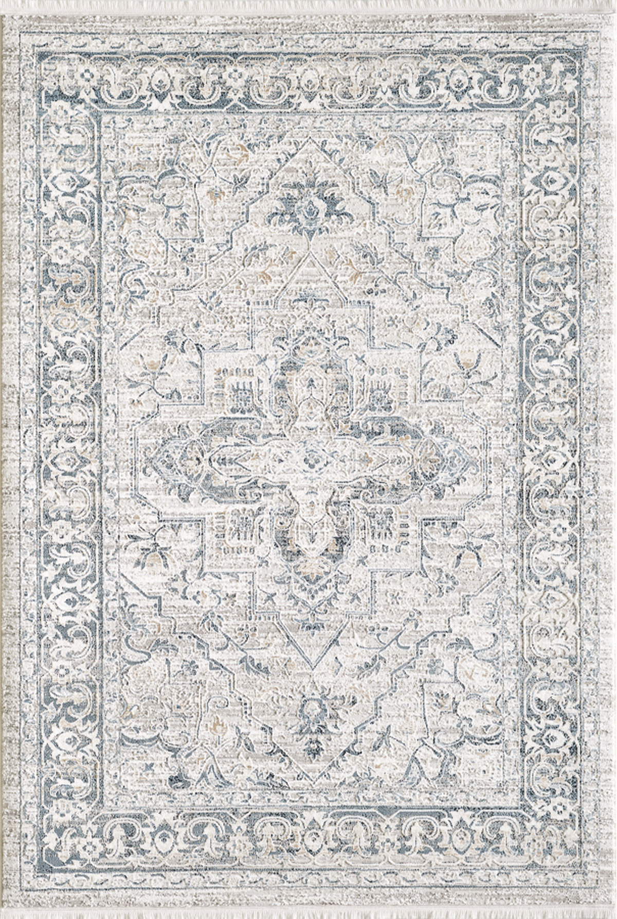Tapis vintage motif d'antan avec franges bleu 160x230 Tapis vintage motif d'antan avec franges bleu 160x230