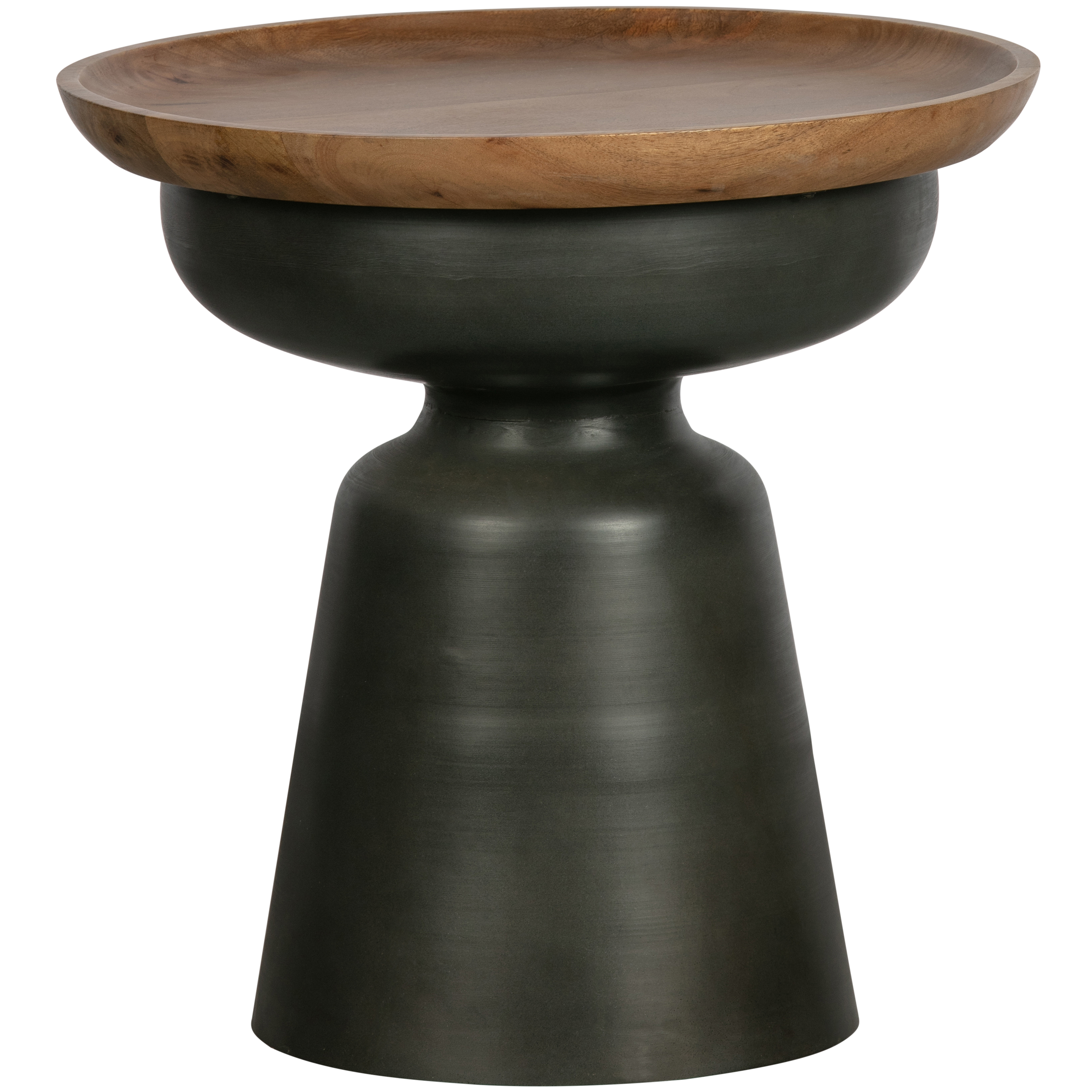 Table basse ronde en bois et métal D53cm noir
