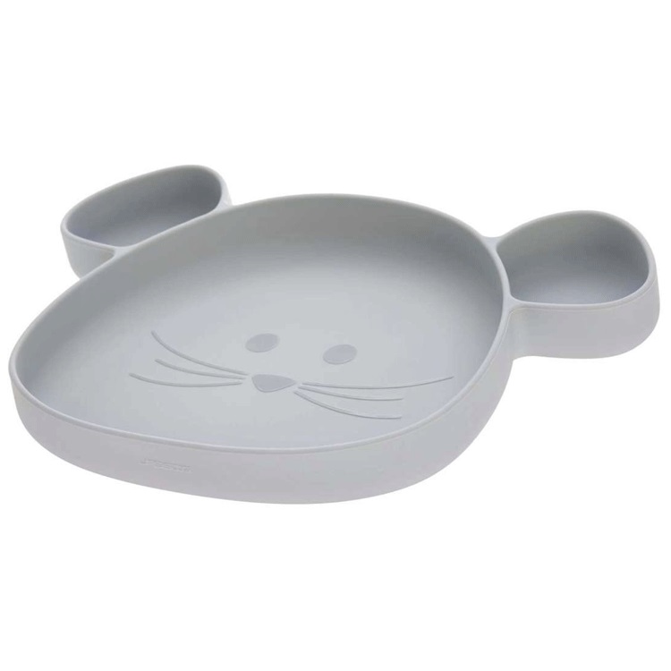 Assiette à compartiments ventousée en silicone Gris Assiette à compartiments ventousée en silicone Gris