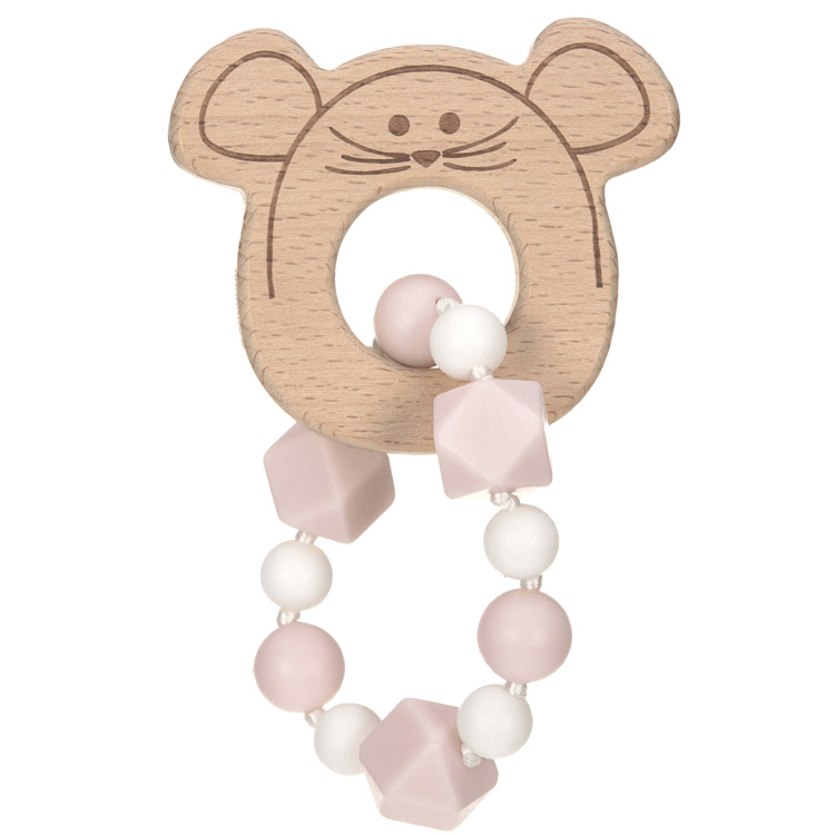 Bracelet de dentition en bois et silicone Souris Bracelet de dentition en bois et silicone Souris