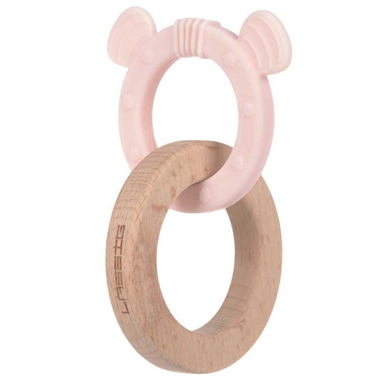 Anneau de dentition 2 en 1 en bois et silicone Souris Anneau de dentition 2 en 1 en bois et silicone Souris