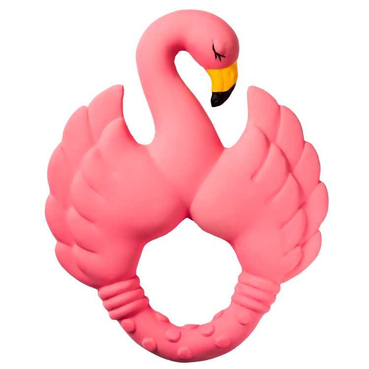 Anneau de dentition en caoutchouc naturel Flamand Rose Anneau de dentition en caoutchouc naturel Flamand Rose