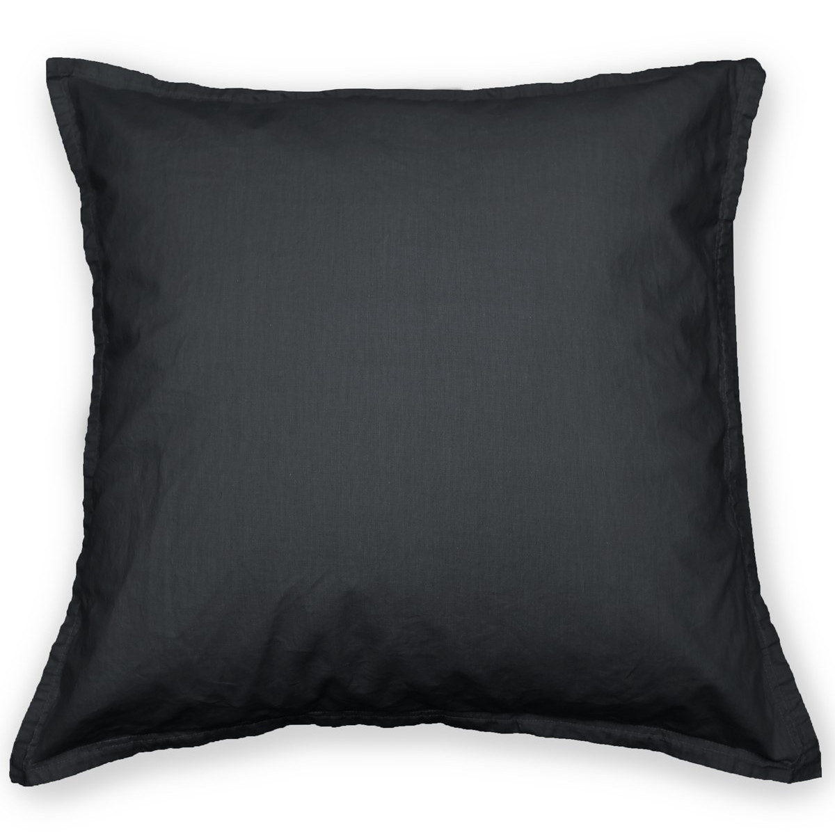 Lot de 2 taies d'oreiller en coton lavé bio Carbone 65x65 cm Lot de 2 taies d'oreiller en coton lavé bio Carbone 65x65 cm