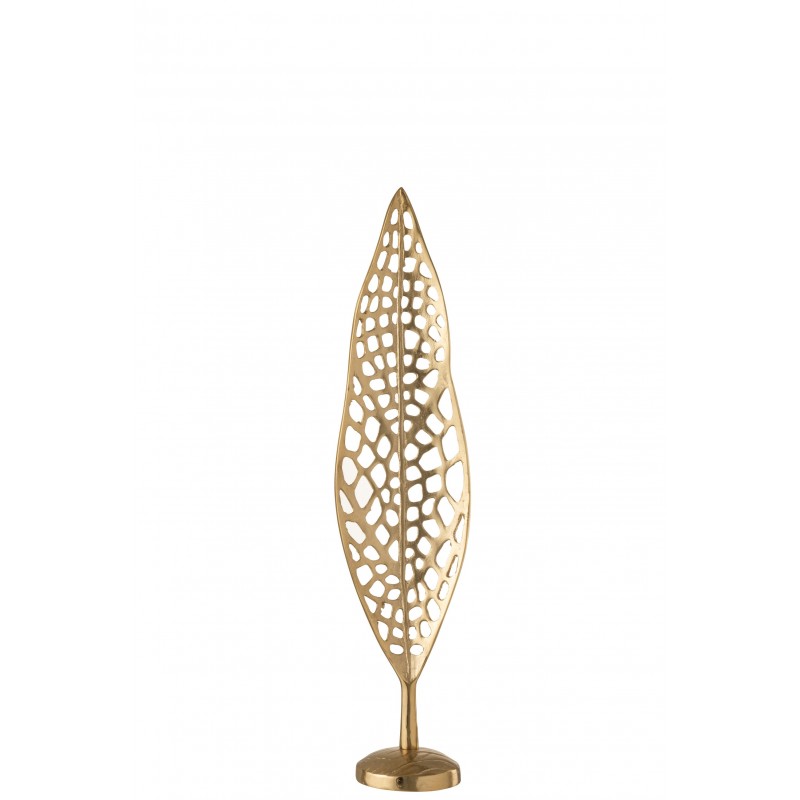 Feuille sur pied alu or H69cm Feuille sur pied alu or H69cm