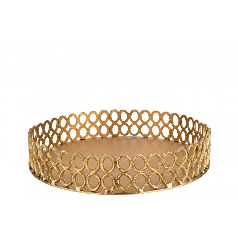 Plateau rond cercles alu or D50cm Plateau rond cercles alu or D50cm