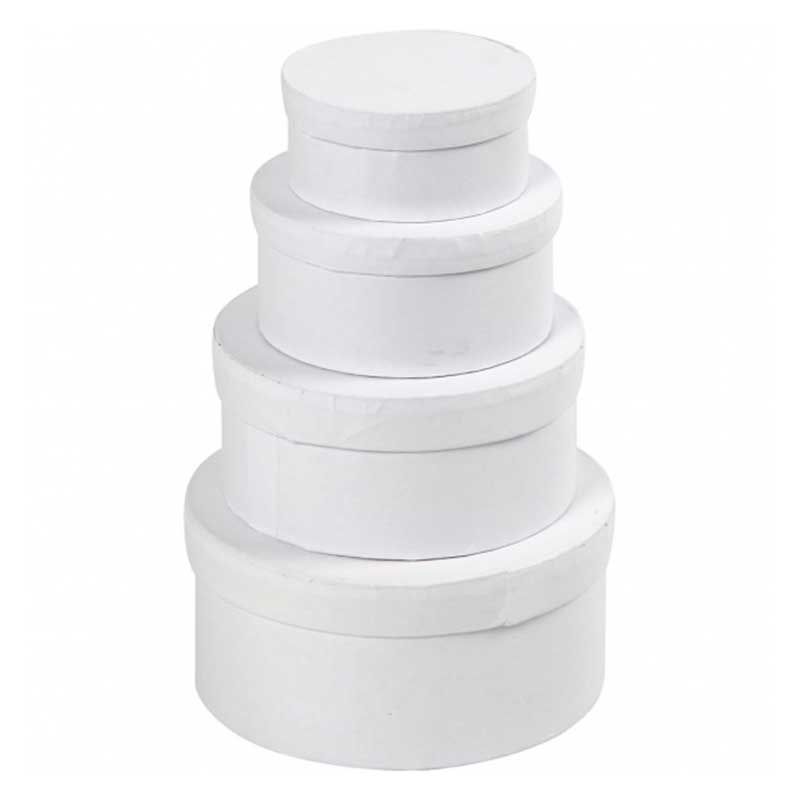 4 boîtes rondes en carton blanc 4 x 8 cm à 7 x 14 cm 4 boîtes rondes en carton blanc 4 x 8 cm à 7 x 14 cm