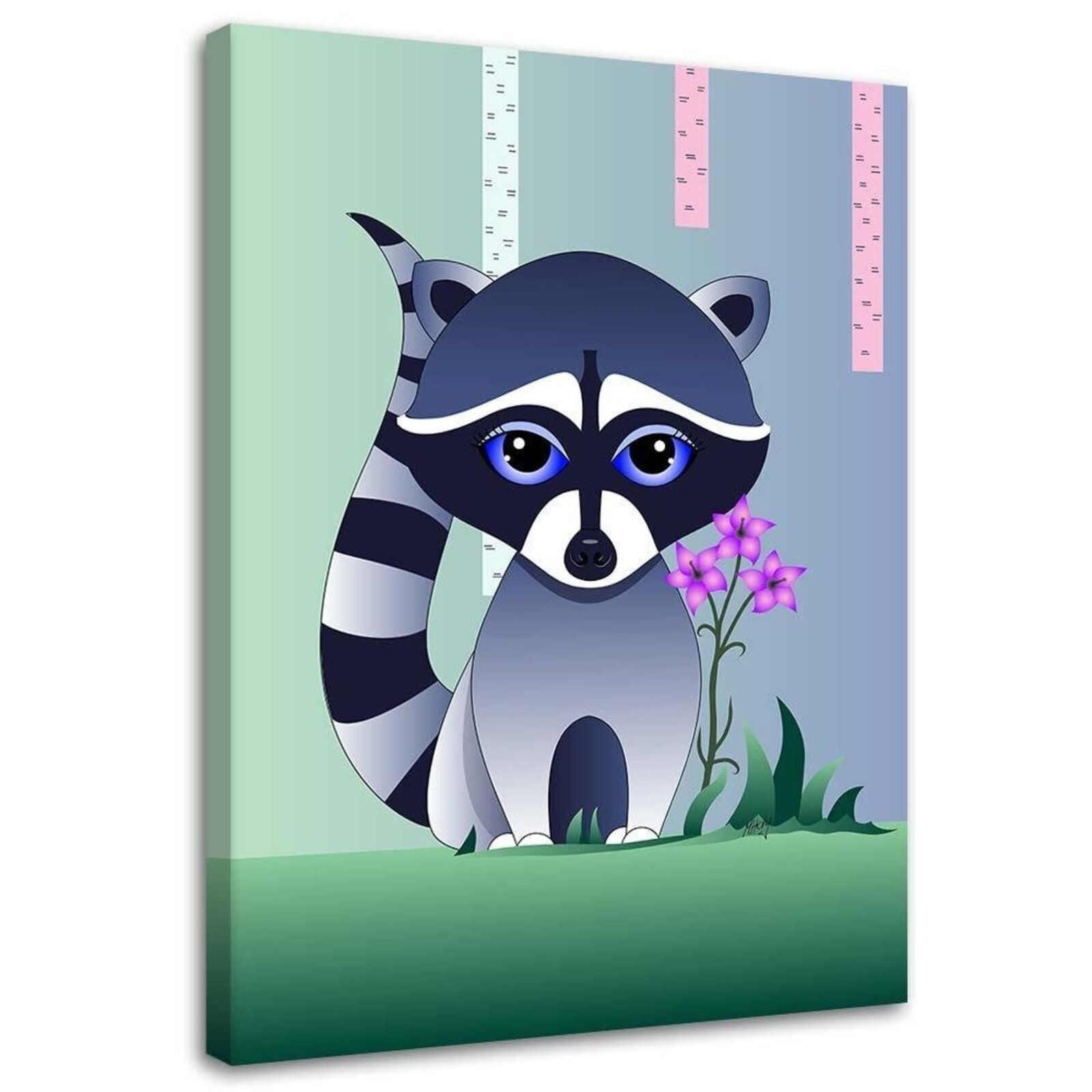 Tableau enfant baby raccoon vert 40x60 Tableau enfant baby raccoon vert 40x60