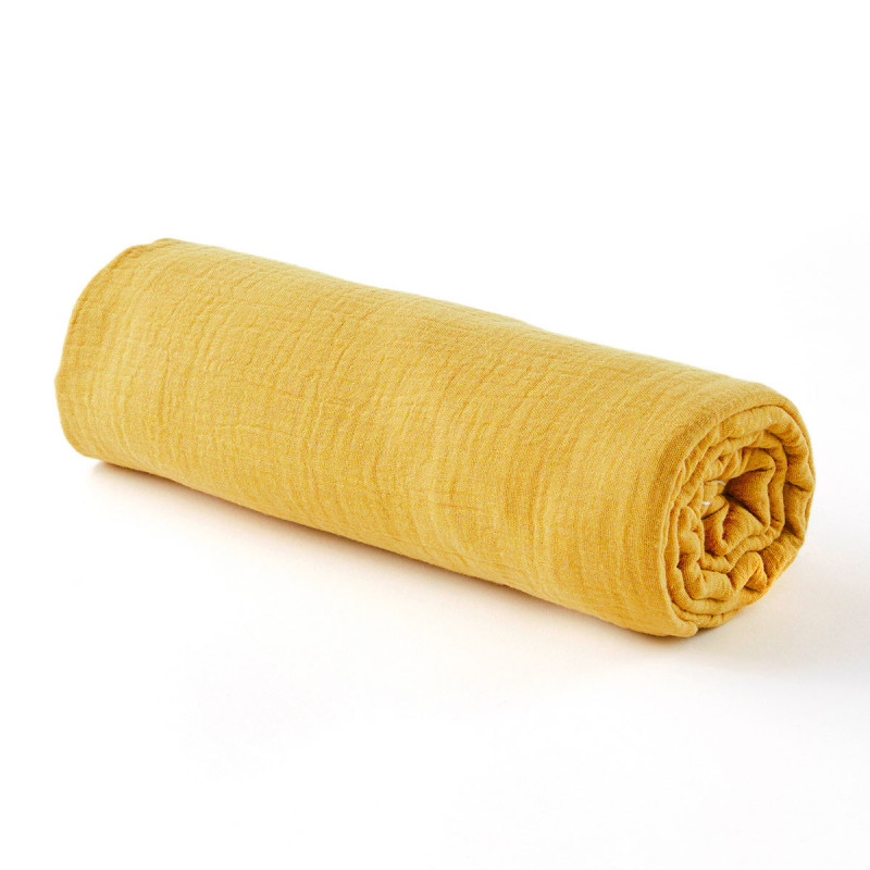 Drap housse gaze de coton moutarde - 2 tailles (70 x 140 cm) Drap housse gaze de coton moutarde - 2 tailles (70 x 140 cm)