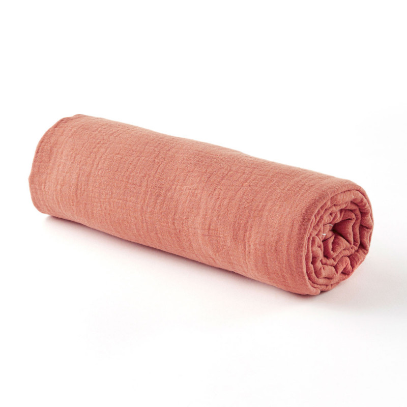 Drap housse en gaze de coton marsala - 2 tailles (70 x 140 cm) Drap housse en gaze de coton marsala - 2 tailles (70 x 140 cm)