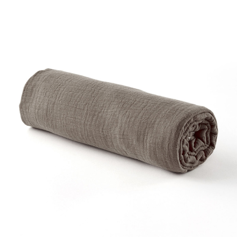 Drap housse gaze de coton taupe - 2 tailles (70 x 140 cm) Drap housse gaze de coton taupe - 2 tailles (70 x 140 cm)