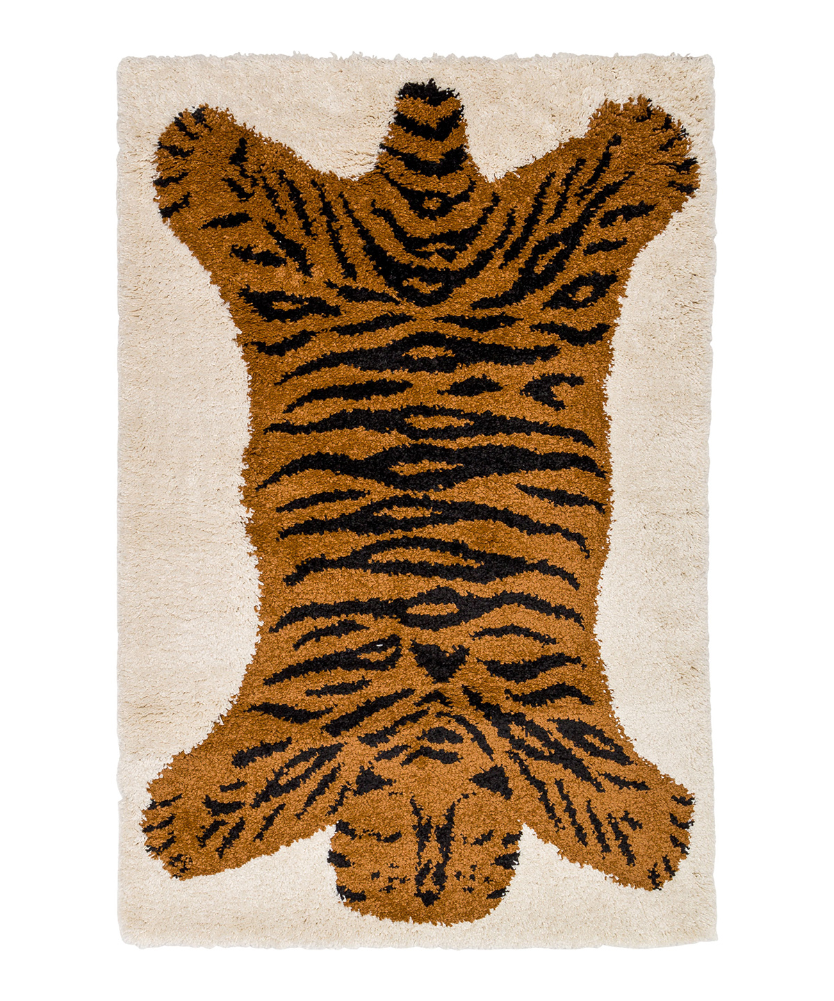Tapis enfant shaggy tigre marron 80x150