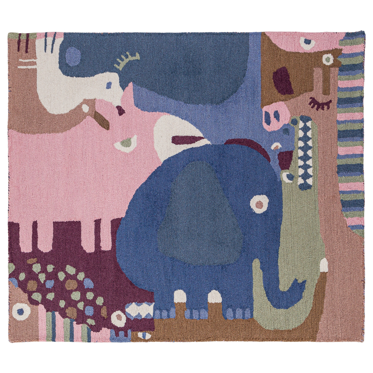 Tapis enfant puzzle animaux multicolore 120x140