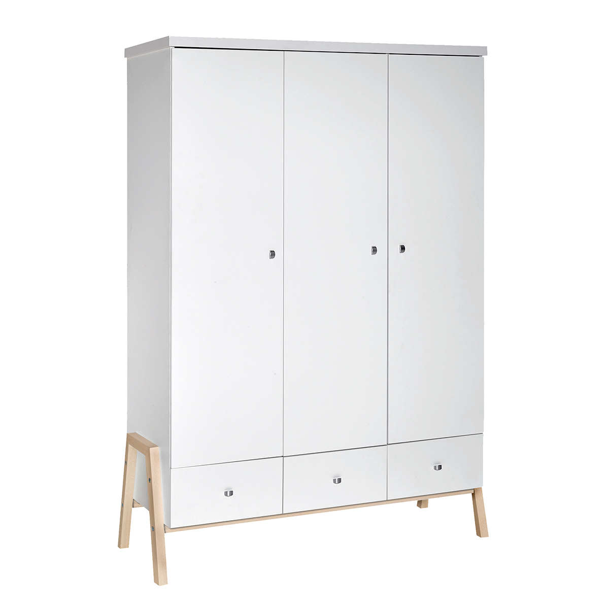 Armoire 3 portes 3 tiroirs blanc bois Armoire 3 portes 3 tiroirs blanc bois