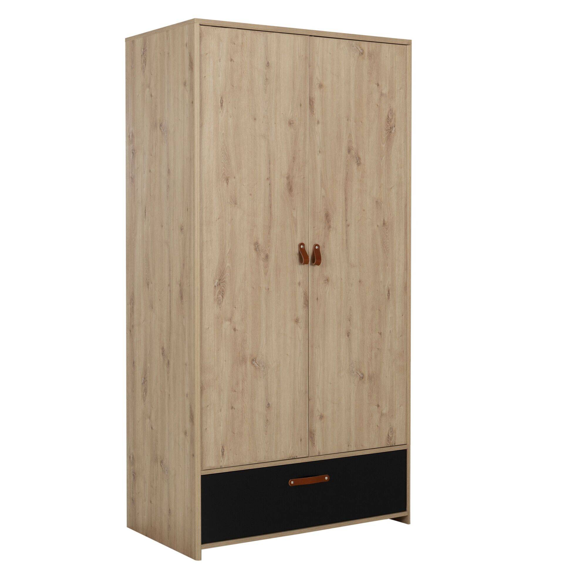 Armoire 2 portes 1 tiroir chêne noir Armoire 2 portes 1 tiroir chêne noir
