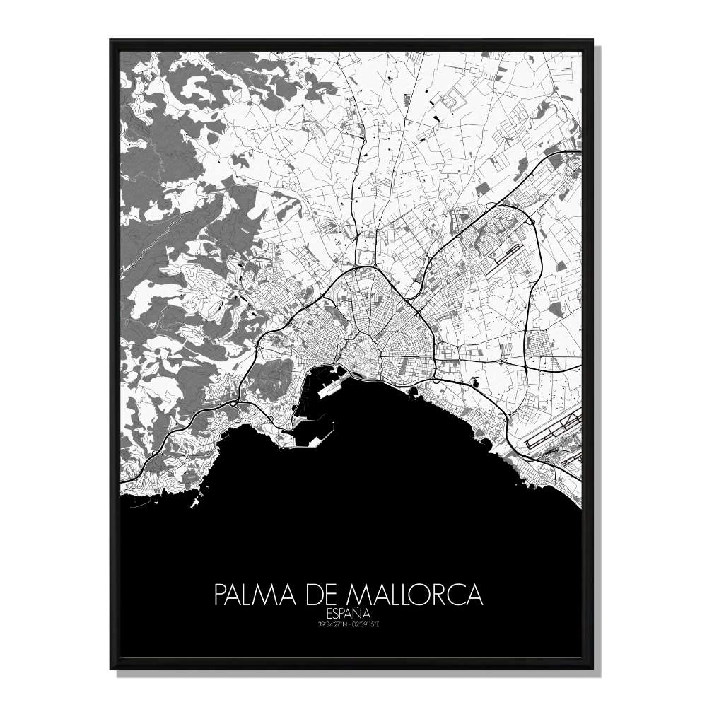 PALMA - Carte City Map N&B 40x50cm