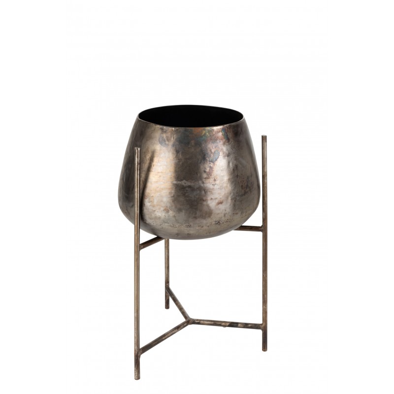 Support cache-pot + pied métal nickel H50,5cm Support cache-pot + pied métal nickel H50,5cm