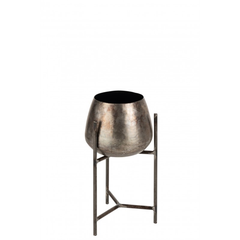 Support cache-pot + pied métal nickel H40,5cm Support cache-pot + pied métal nickel H40,5cm