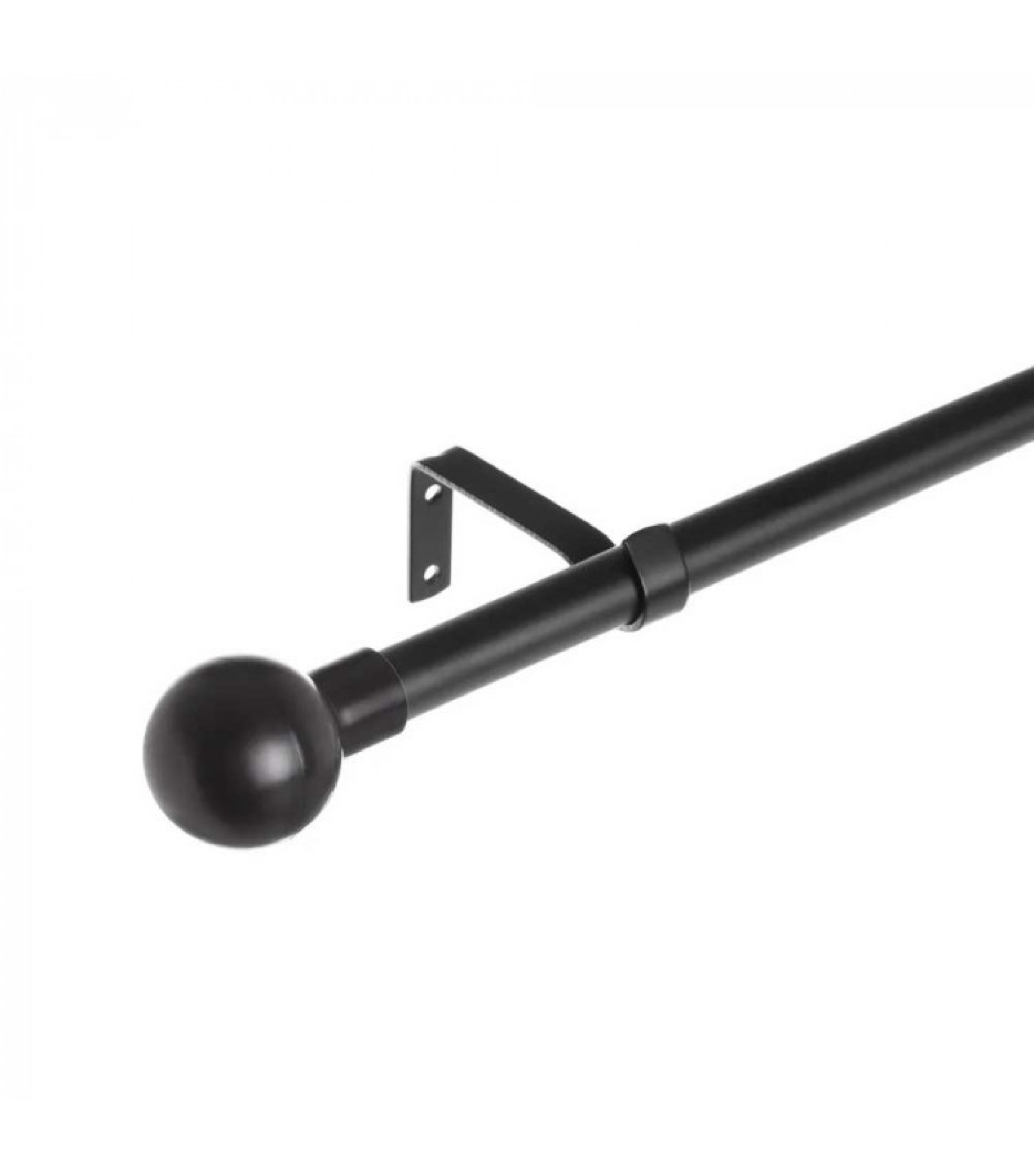 Tringle à rideaux extensible métal noir boules ABS 122 à 211cm Tringle à rideaux extensible métal noir boules ABS 122 à 211cm