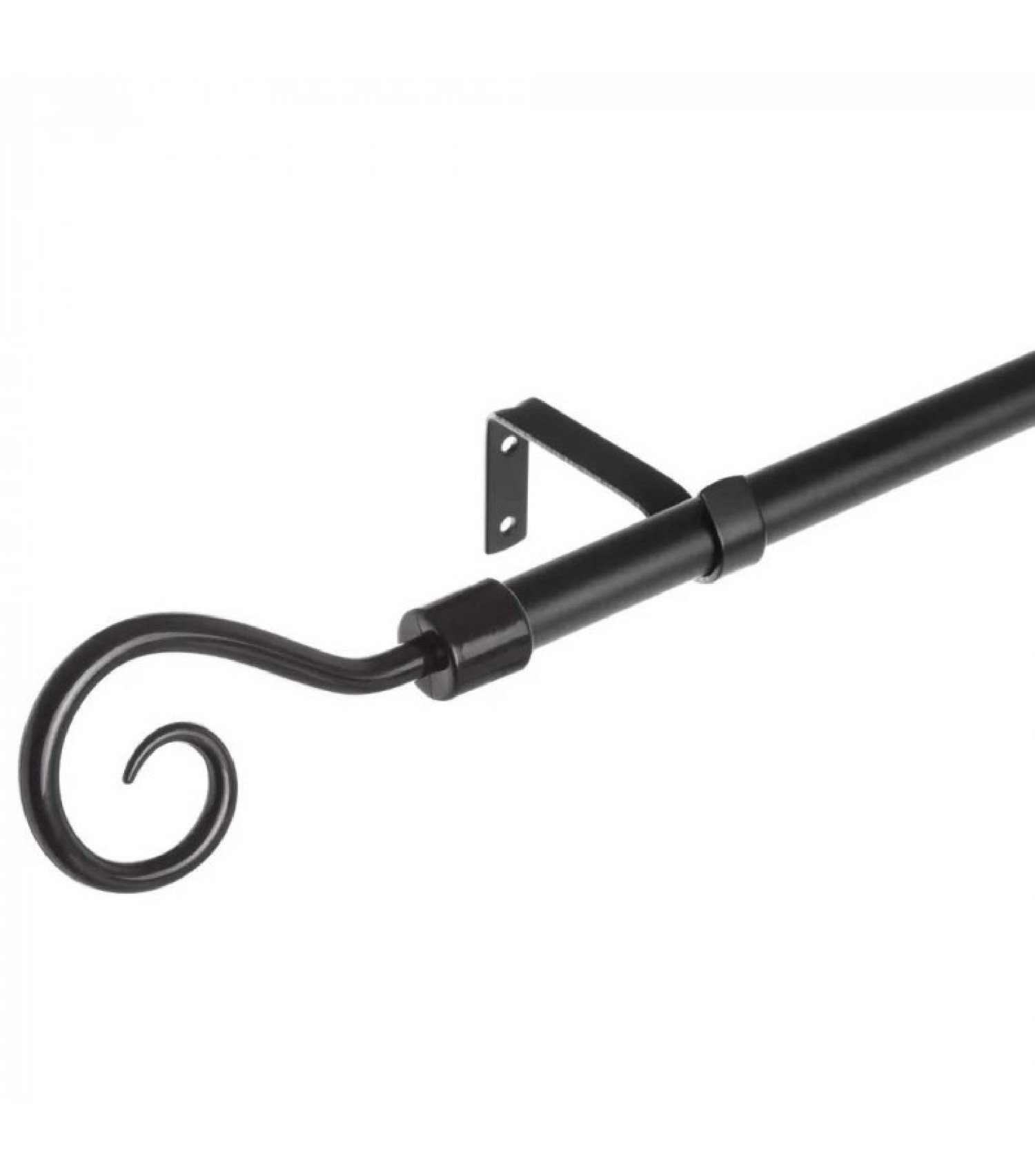 Tringle à rideaux extensible métal noir spirale 122 à 211cm Tringle à rideaux extensible métal noir spirale 122 à 211cm