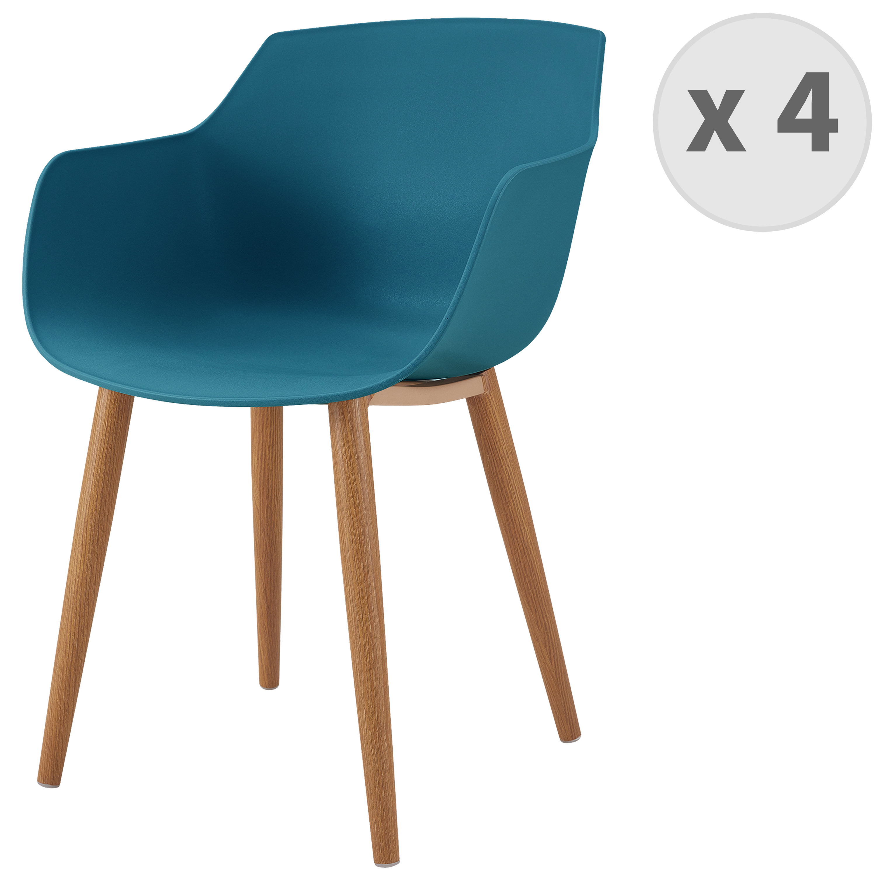 Chaise scandinave bleu canard pied métal effet bois (x4) Chaise scandinave bleu canard pied métal effet bois (x4)